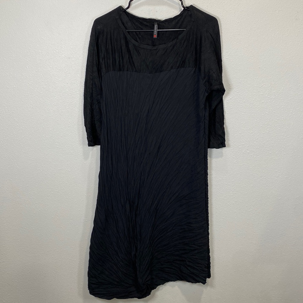 Babette crinkle dress black tunic wool‎ blend